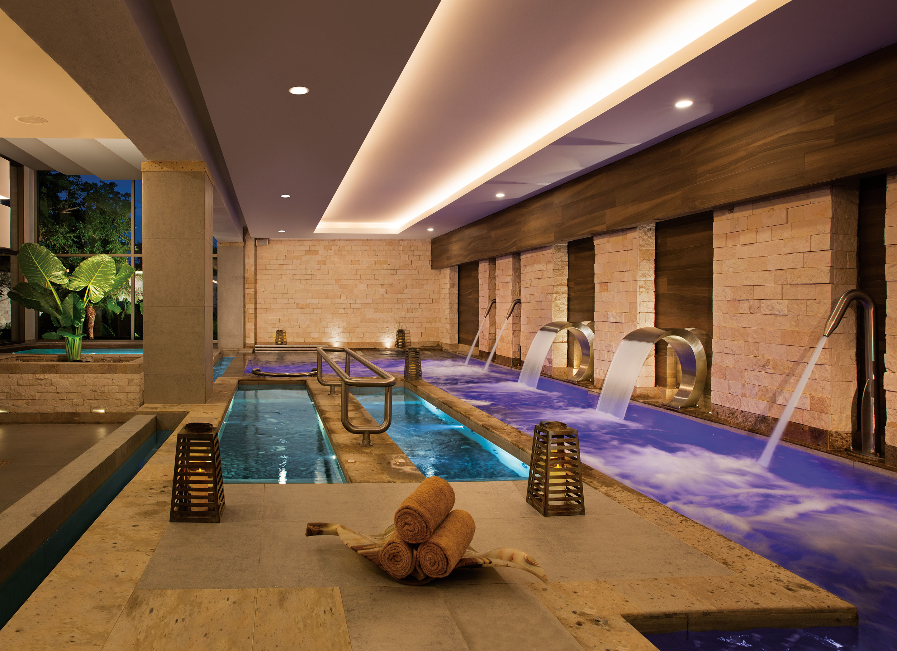 indoor spa area with hydrotherapy circuit